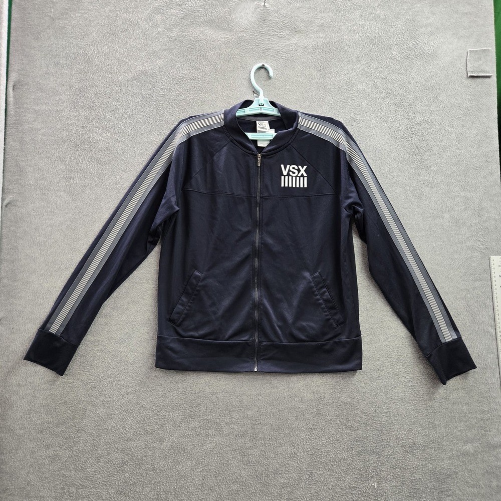 Victoria's Secret Women Jacket M Navy Blue Track Jacket VSX Logo‎ Activewear